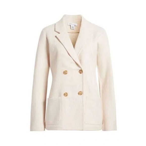 NWOT  Nordstrom Signature Double Breasted Boiled Merino Wool Blazer Jacket… - Picture 1 of 7